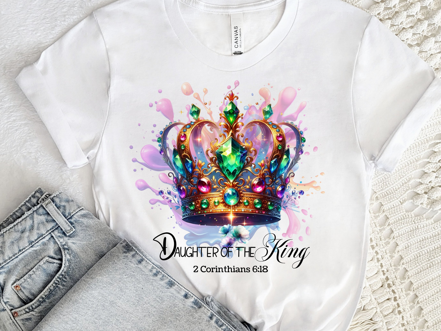 Daughter of the King T-Shirt: Jeweled Crown Christian Tee