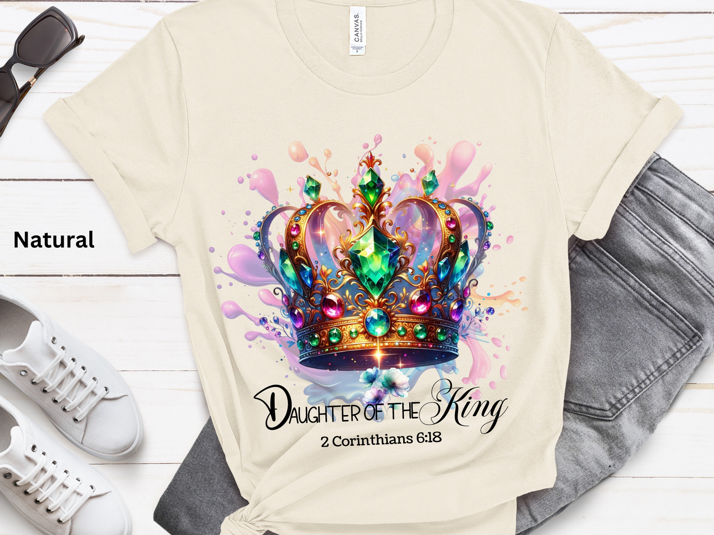 Daughter of the King T-Shirt: Jeweled Crown Christian Tee