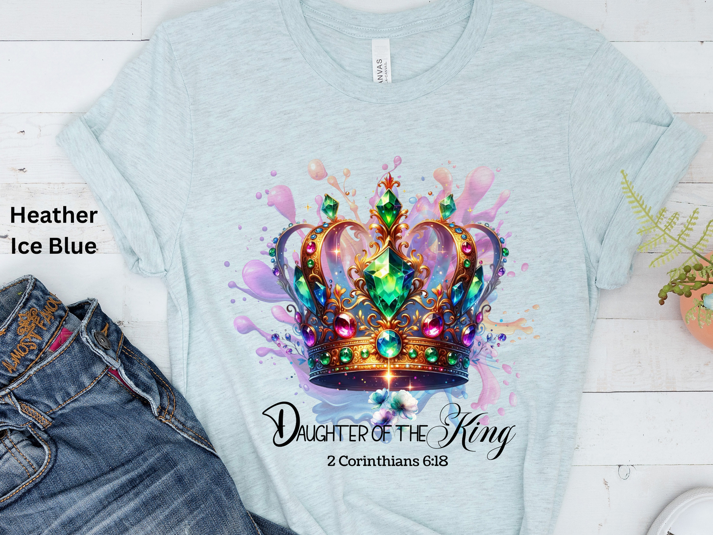 Daughter of the King T-Shirt: Jeweled Crown Christian Tee