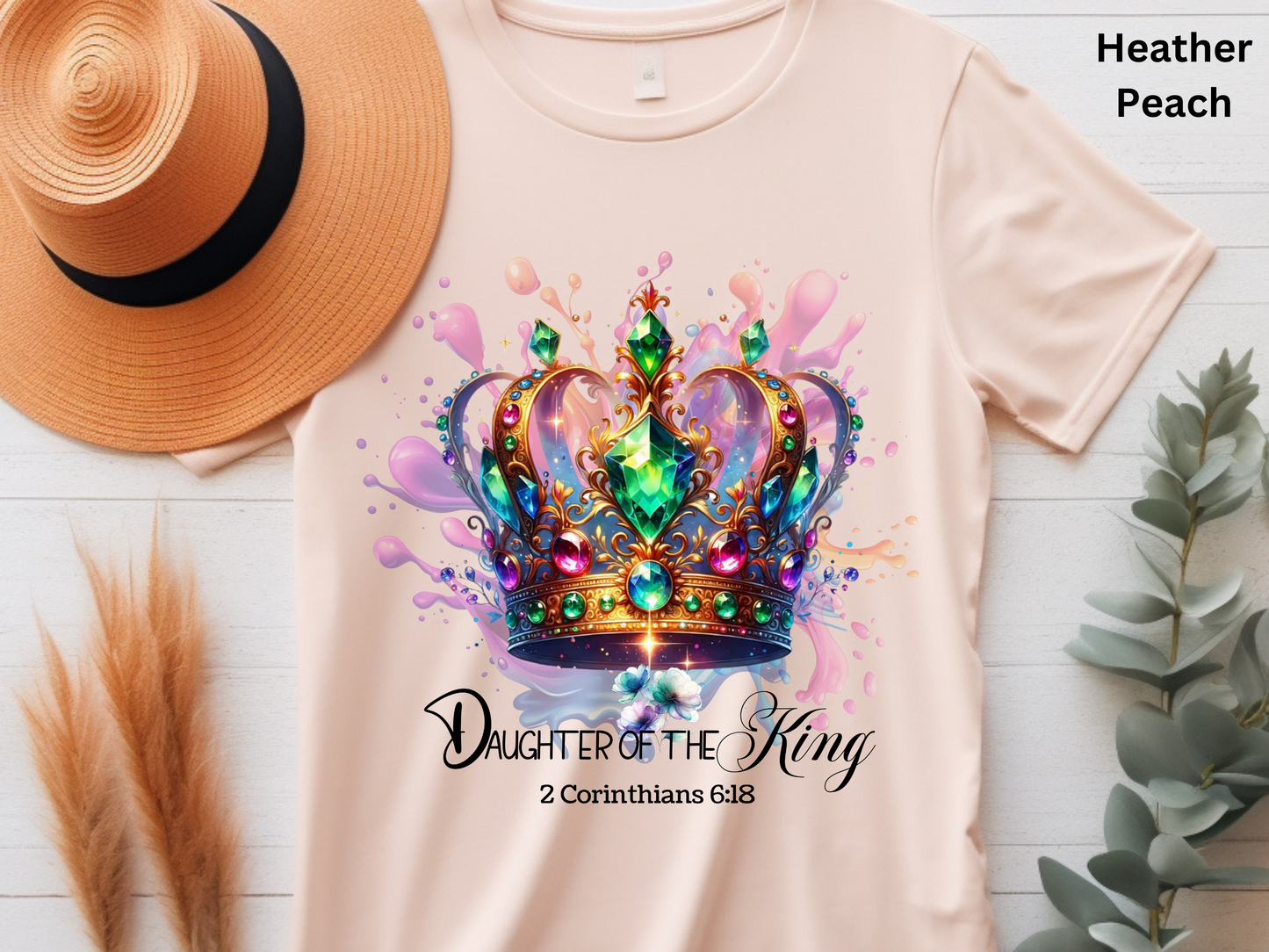 Daughter of the King T-Shirt: Jeweled Crown Christian Tee