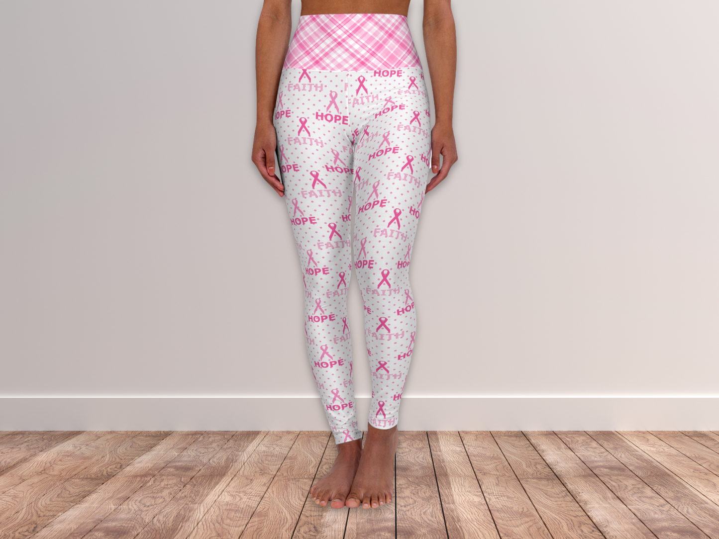 Pink Breast Cancer Awareness Ribbon Leggings for Women