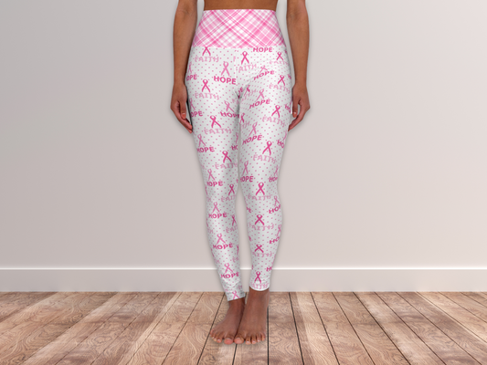 Pink Breast Cancer Awareness Ribbon Leggings for Women