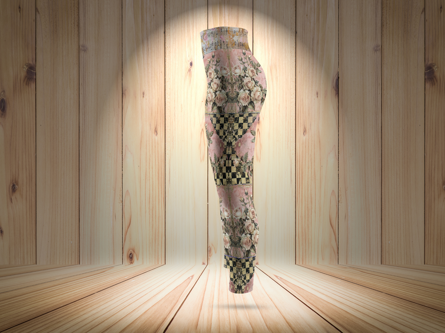 Vintage Floral Checkered Leggings for Women