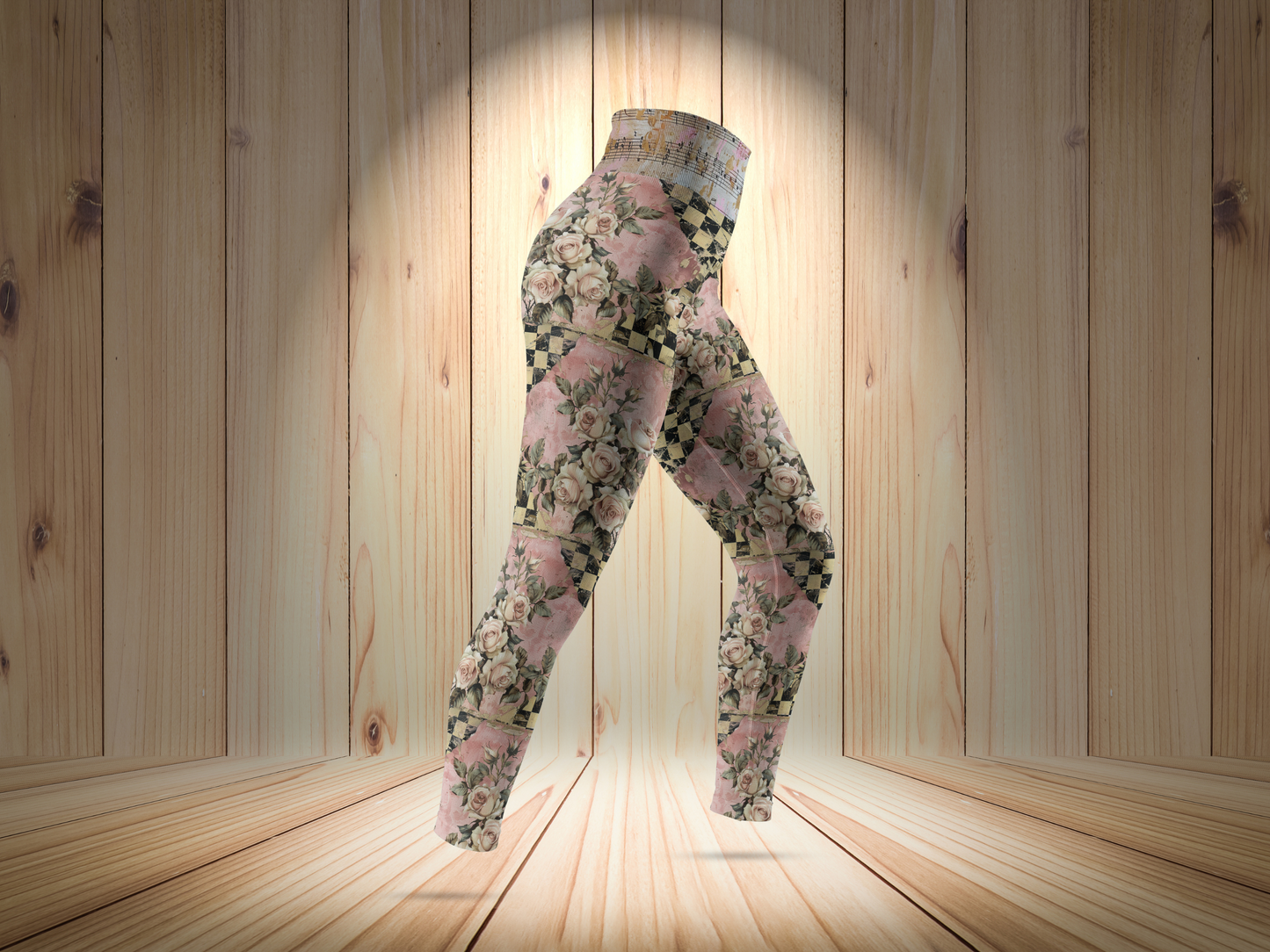Vintage Floral Checkered Leggings for Women
