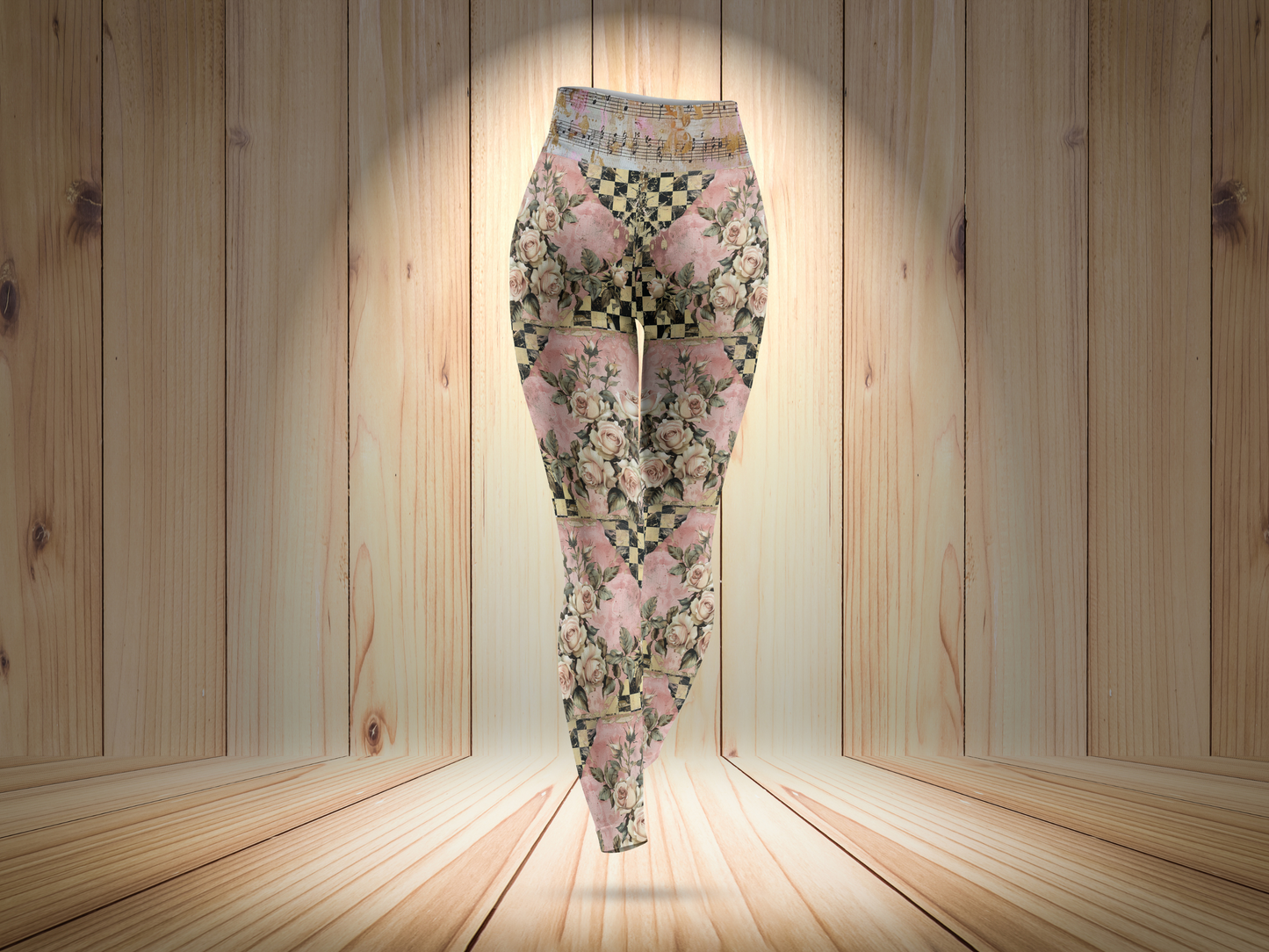 Vintage Floral Checkered Leggings for Women