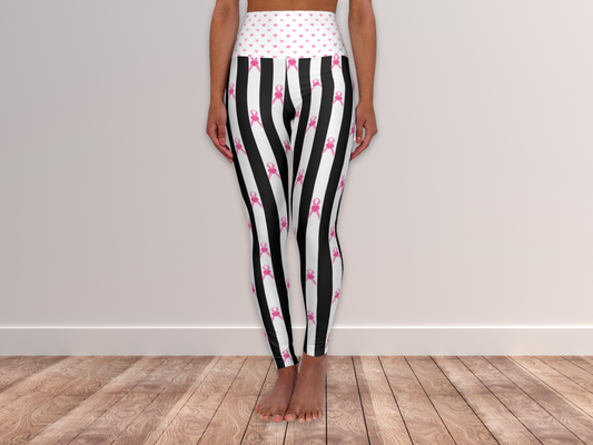 Pink Ribbon Leggings for Women