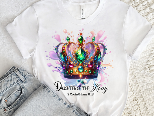 Daughter of the King T-Shirt: Jeweled Crown Christian Tee