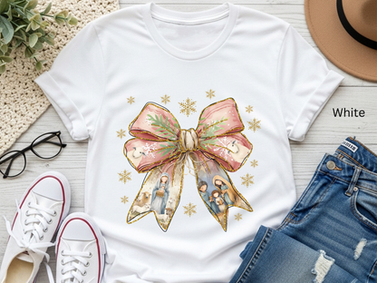 Nativity Watercolor Bow T-shirt