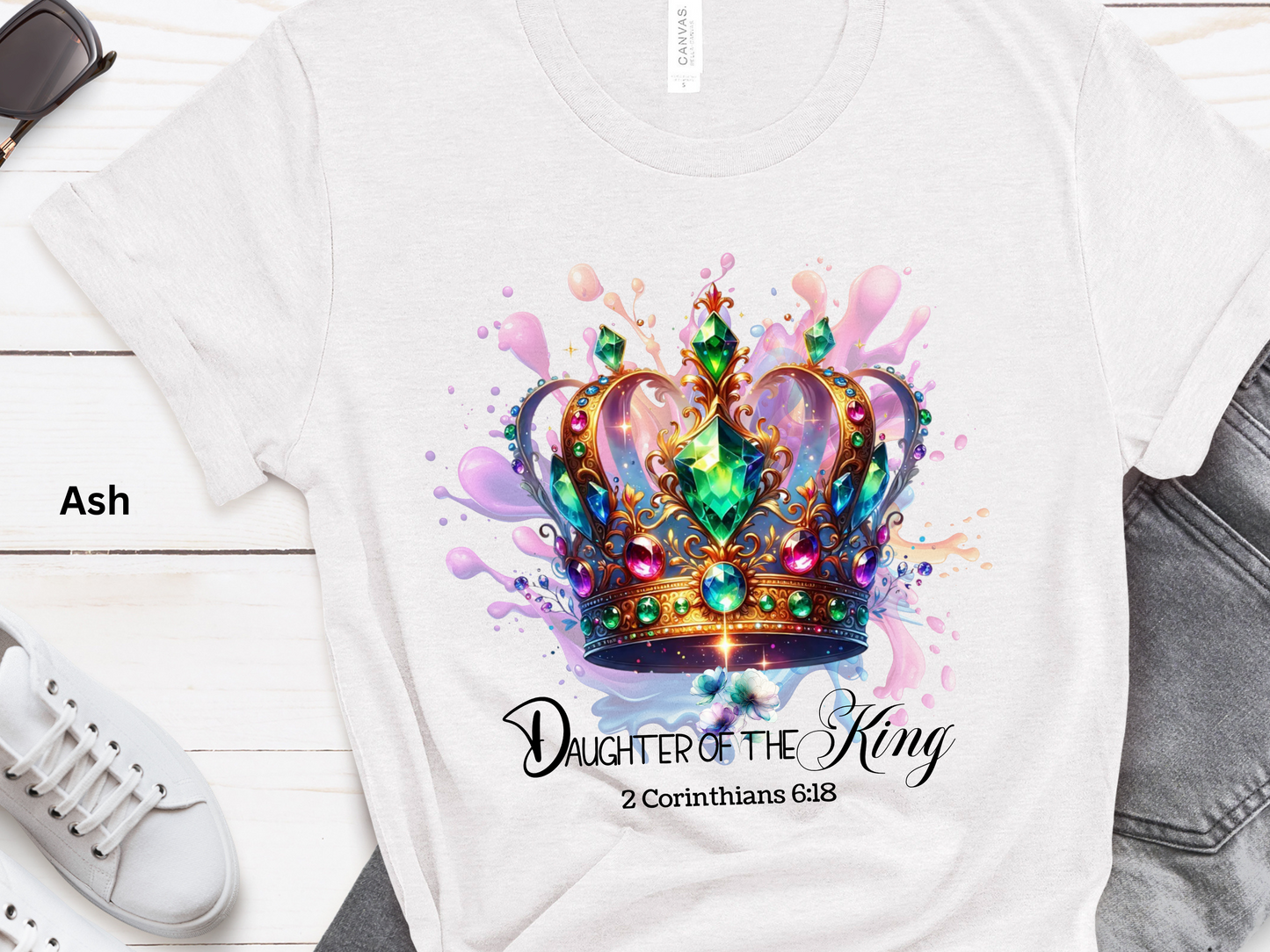 Daughter of the King T-Shirt: Jeweled Crown Christian Tee