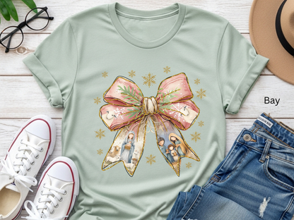 Nativity Watercolor Bow T-shirt