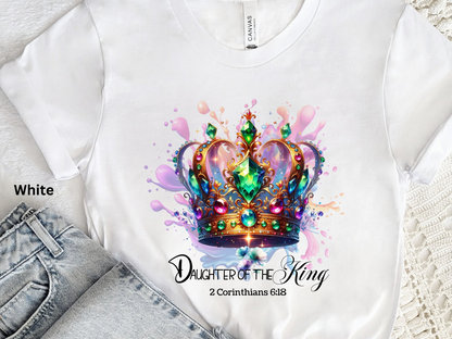 Daughter of the King T-Shirt: Jeweled Crown Christian Tee