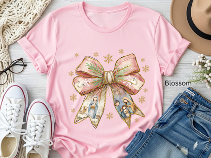 Nativity Watercolor Bow T-shirt