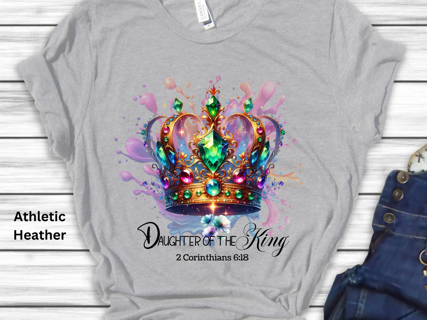 Daughter of the King T-Shirt: Jeweled Crown Christian Tee