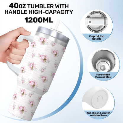 Pink Shabby Chic 40oz Insulated Tumbler