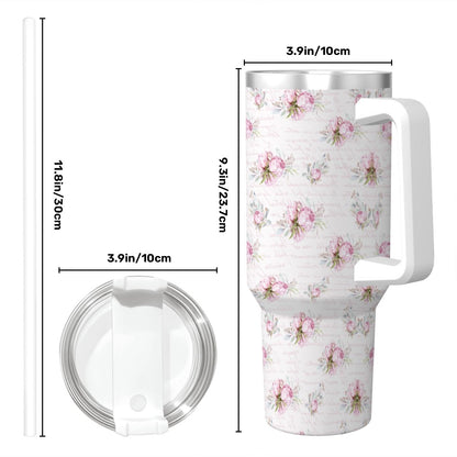 Pink Shabby Chic 40oz Insulated Tumbler