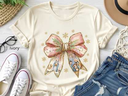 Nativity Watercolor Bow T-shirt