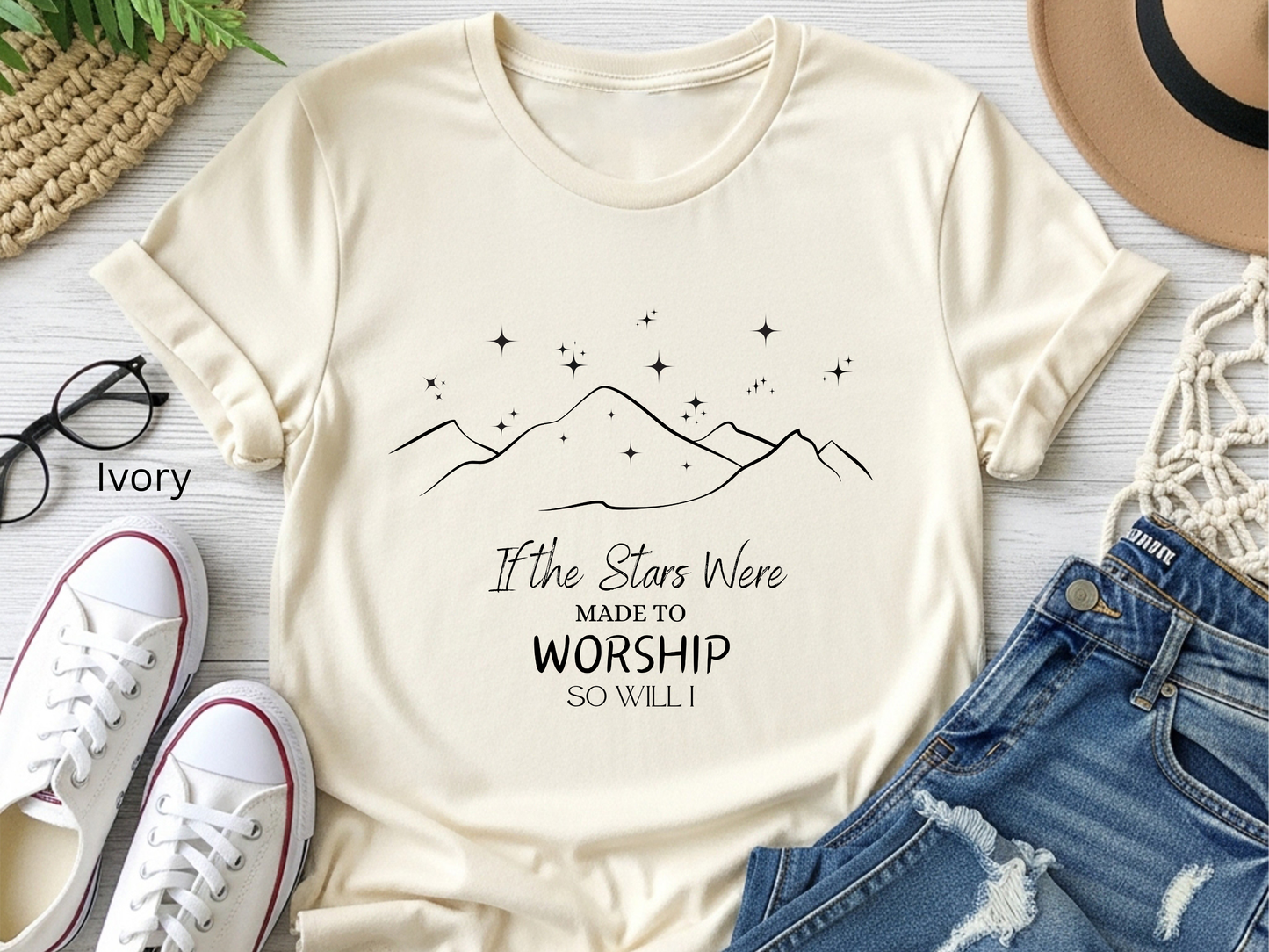 Stars Worship Christian T-Shirt: Inspirational Faith Tee
