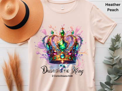Daughter of the King T-Shirt: Jeweled Crown Christian Tee