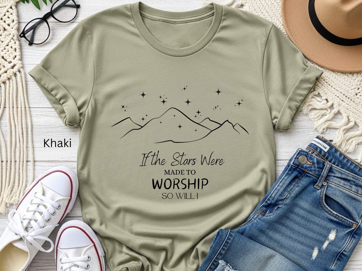 Stars Worship Christian T-Shirt: Inspirational Faith Tee