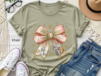 Nativity Watercolor Bow T-shirt