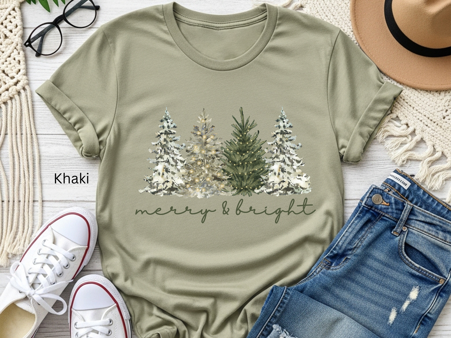 Merry & Bright Rustic Christmas T-shirt