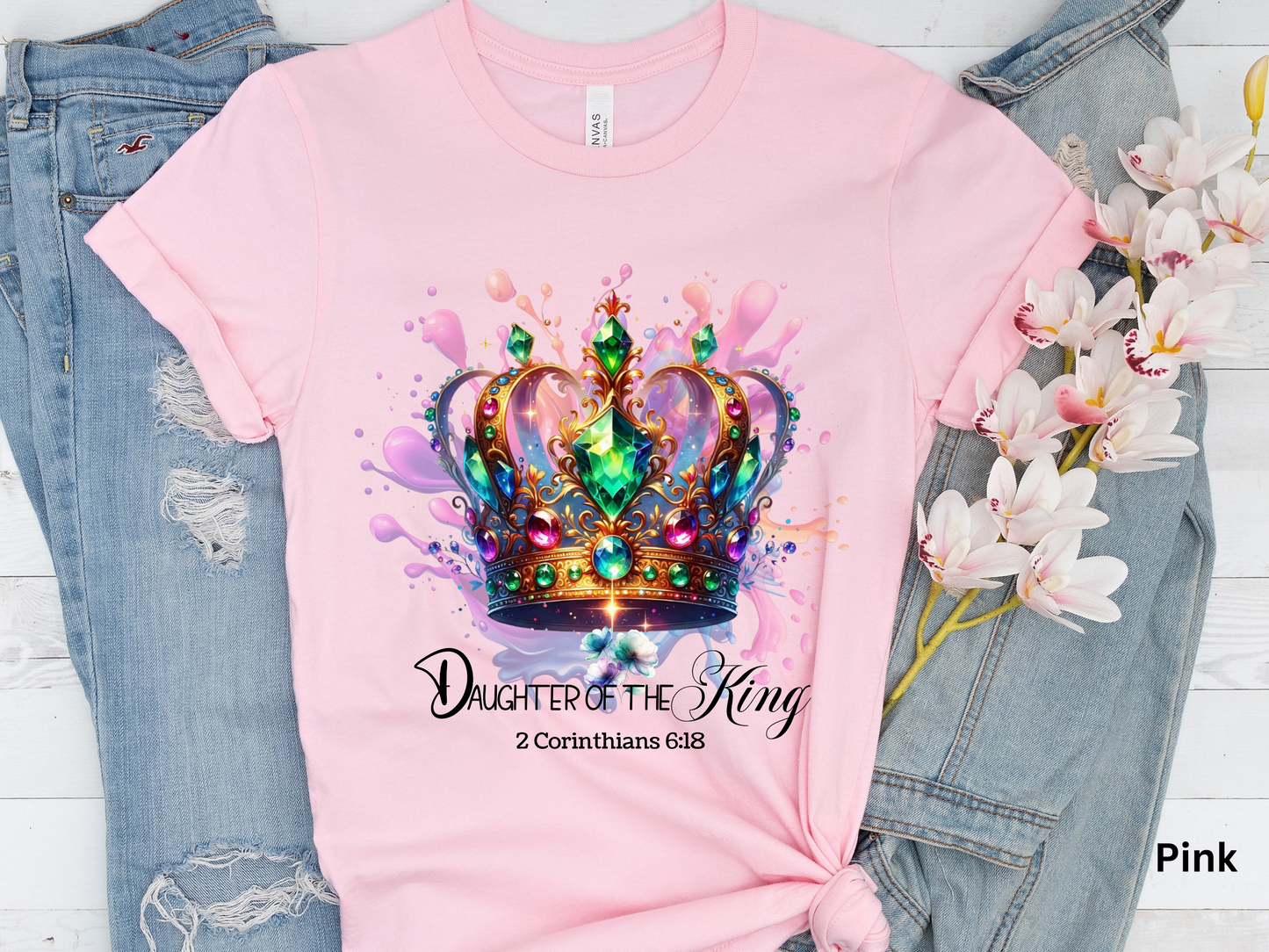 Daughter of the King T-Shirt: Jeweled Crown Christian Tee