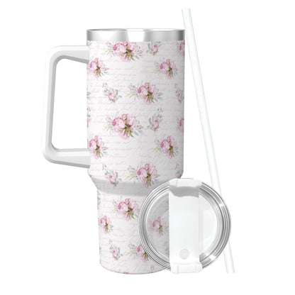 Pink Shabby Chic 40oz Insulated Tumbler