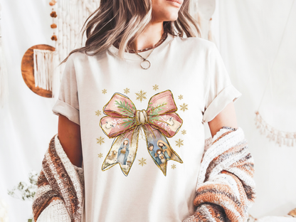 Nativity Watercolor Bow T-shirt