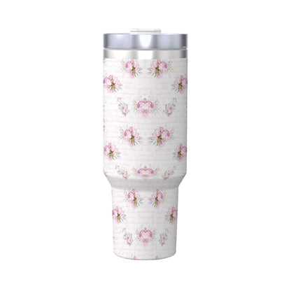 Pink Shabby Chic 40oz Insulated Tumbler