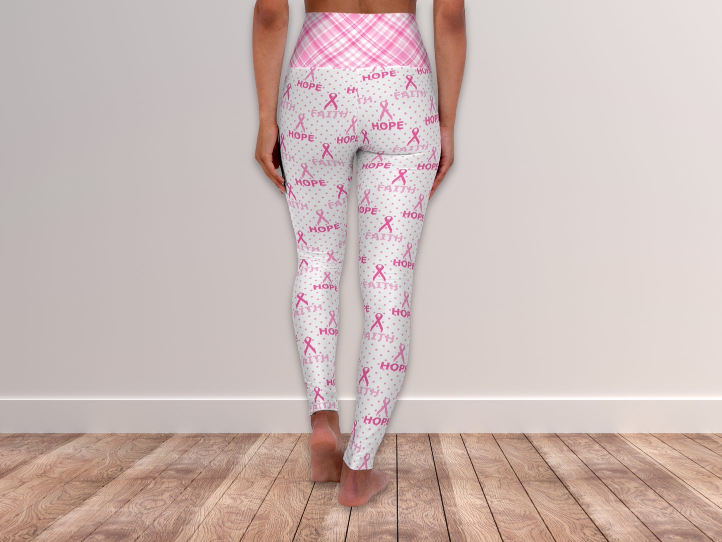 Pink Breast Cancer Awareness Ribbon Leggings for Women