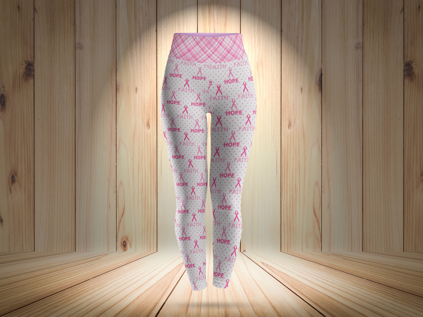 Pink Breast Cancer Awareness Ribbon Leggings for Women
