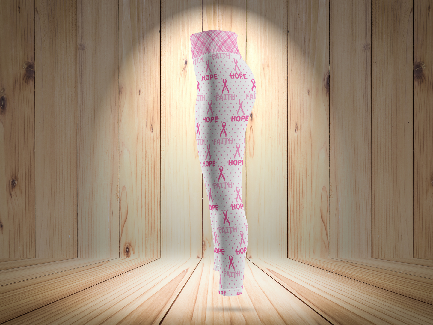 Pink Breast Cancer Awareness Ribbon Leggings for Women