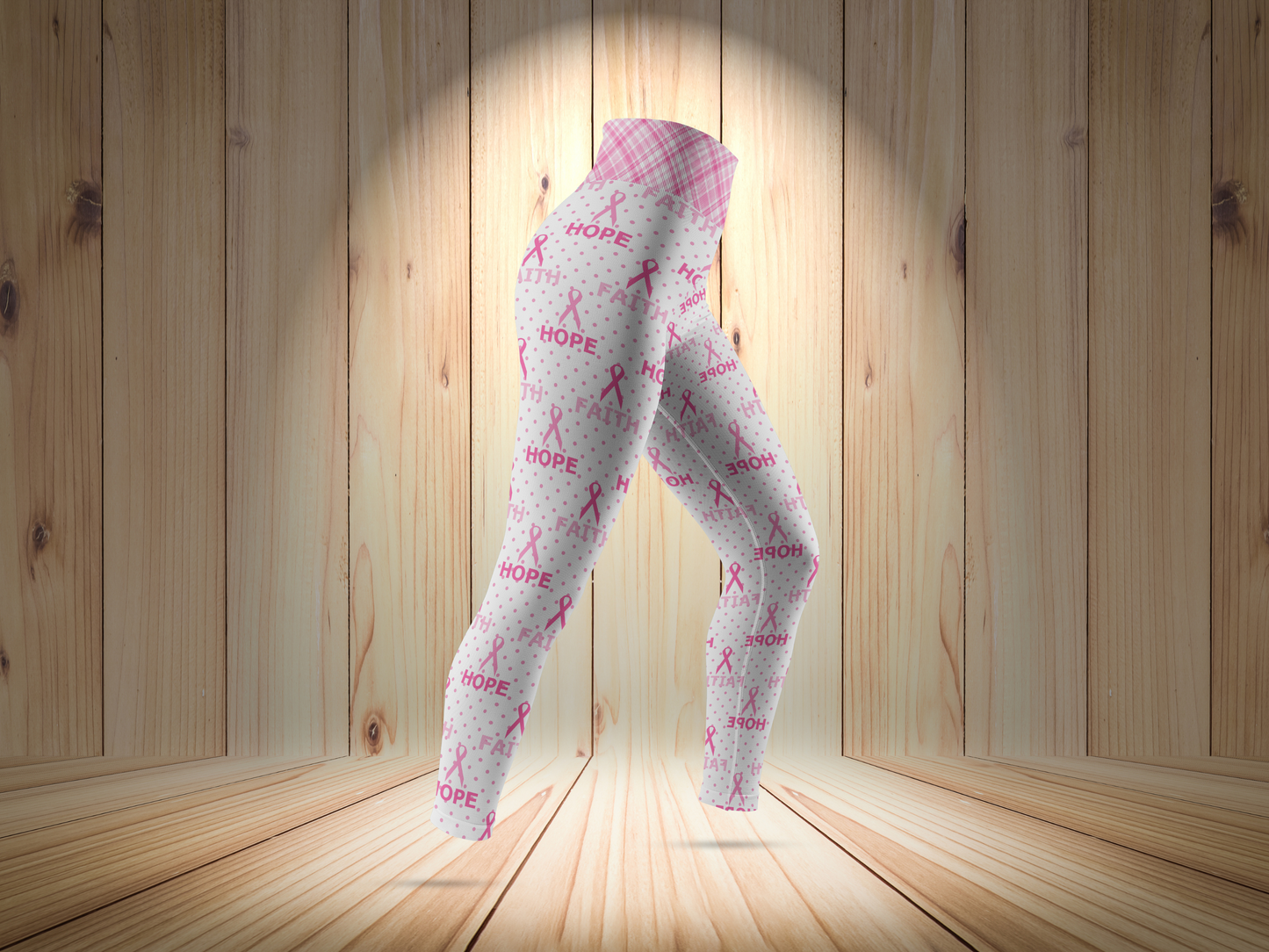 Pink Breast Cancer Awareness Ribbon Leggings for Women