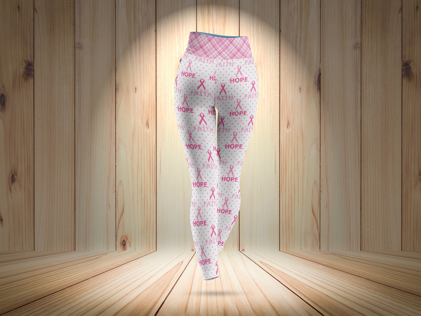 Pink Breast Cancer Awareness Ribbon Leggings for Women