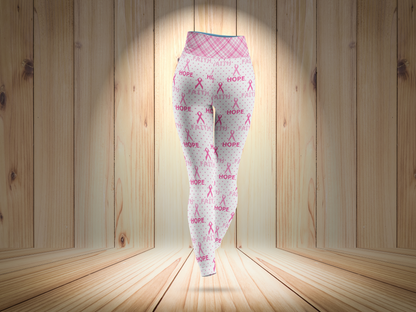 Pink Breast Cancer Awareness Ribbon Leggings for Women