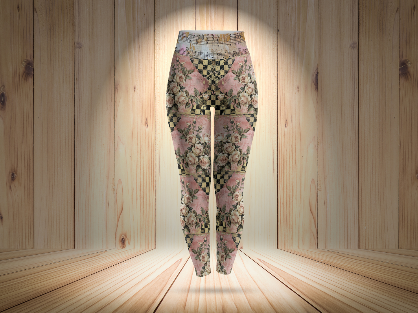 Vintage Floral Checkered Leggings for Women