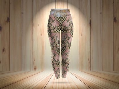 Vintage Floral Checkered Leggings for Women