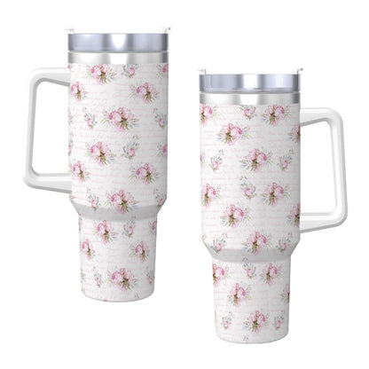 Pink Shabby Chic 40oz Insulated Tumbler